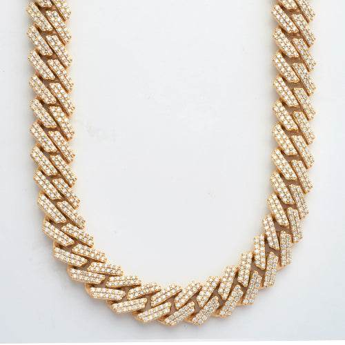 10KY 23.46CTW DIAMOND RECT-CUBAN NECKLACE- - Norma's Jewelry