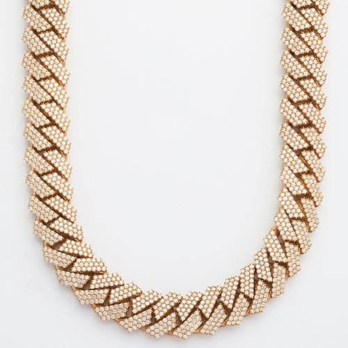 10KY 28.65CTW DIAMOND RECT-CUBAN NECKLACE- - Norma's Jewelry