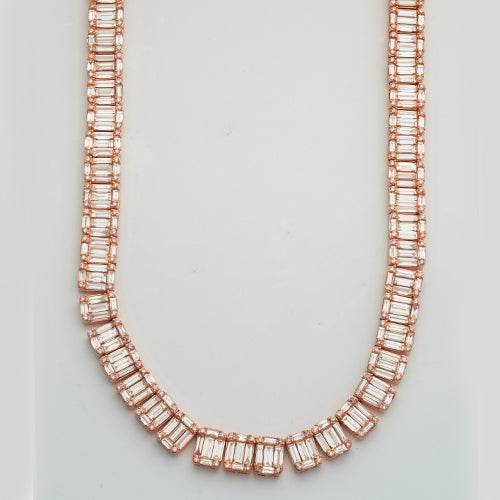 14KR 46.00CTW BAGUETTE NECKLACE - Norma's Jewelry
