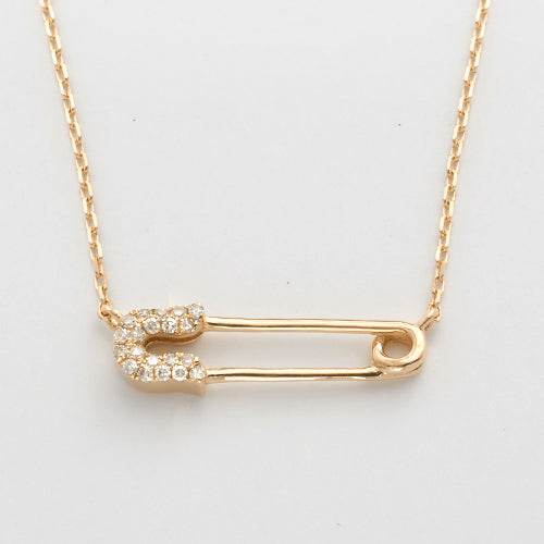 14KY 0.10CTW DIAMOND SAFETY PIN NECKLACE - Norma's Jewelry