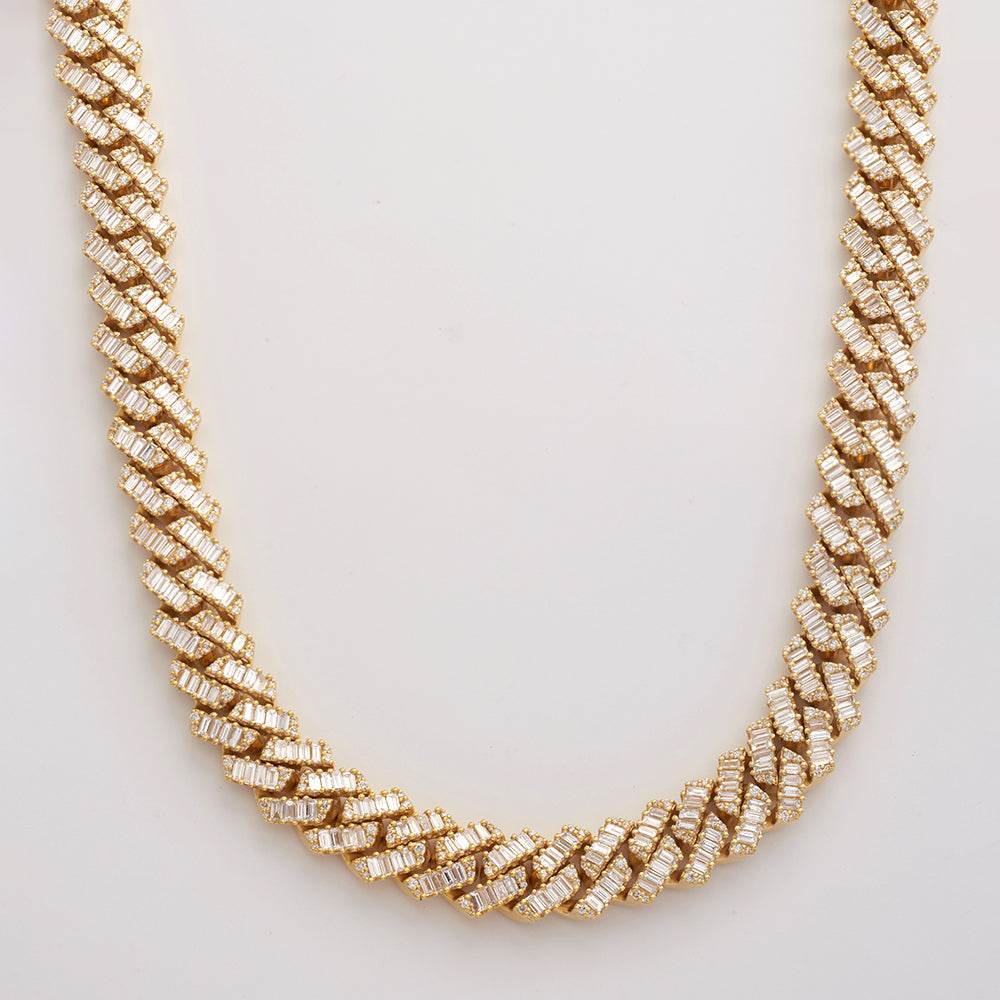 14KY 27.00CTW BAGUETTE DIAMOND SQUARE CUBAN - Norma's Jewelry
