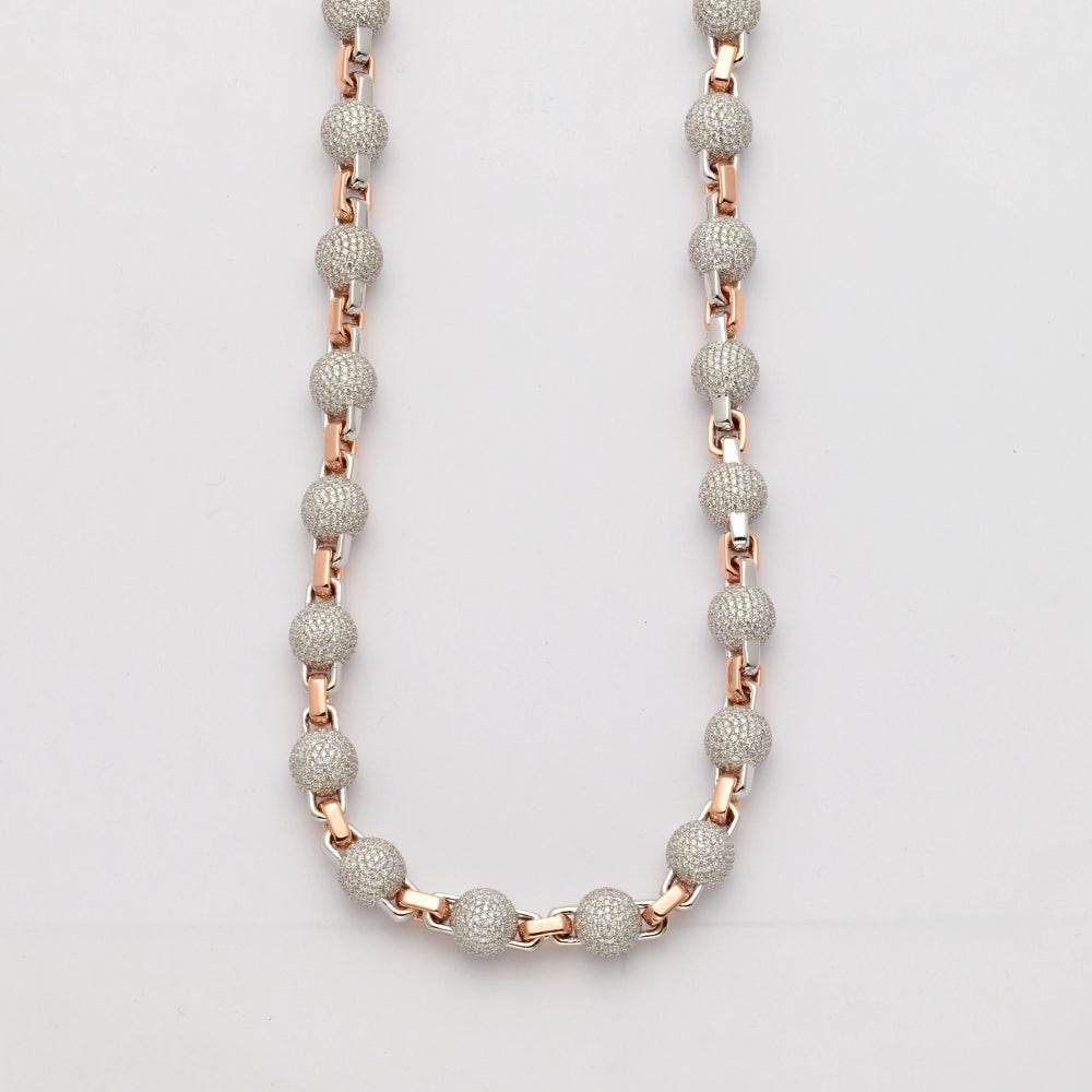 14KW+R 41.25CTW DIAMOND BALL LINK CHAIN - Norma's Jewelry