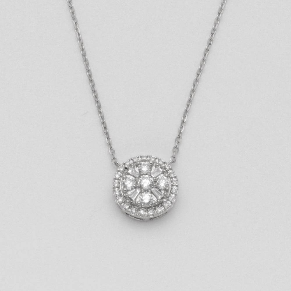 14KW 0.30CTW BAGUETTE DIAMOND ROUND CLUSTER - Norma's Jewelry
