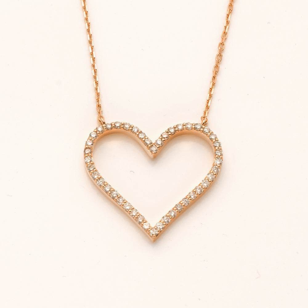 14KR 0.45CTW DIAMOND HEART OUTLINE NECKLACE - Norma's Jewelry