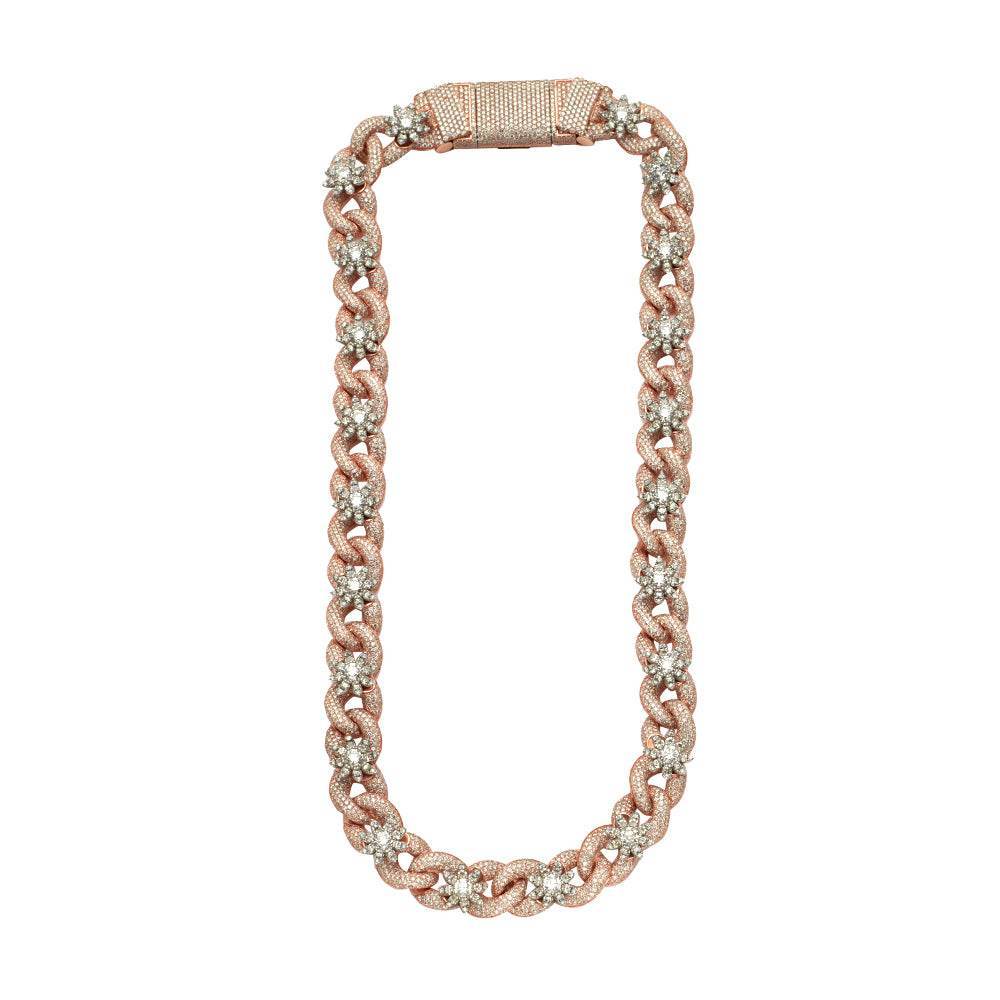 10KR+W 60.99CTW DIAMOND INFINITY FLOWER CUBAN - Norma's Jewelry