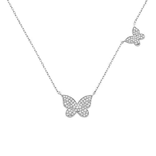 14KW 0.40CTW DIAMOND DOUBLE BUTTERFLY NECKLACE - Norma's Jewelry