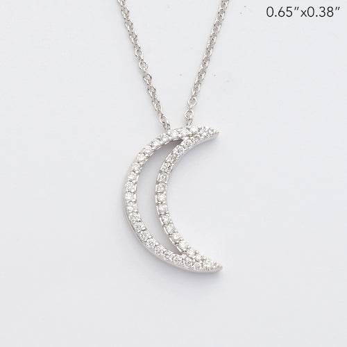 14KW 0.20CTW DIAMOND CRESCENT MOON NECKLACE - Norma's Jewelry