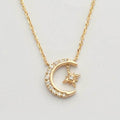 14KY 0.15CTW DIAMOND NECKLACE - CRESCEN MOON - Norma's Jewelry
