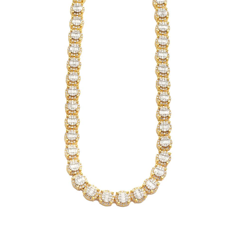 10KY+W 12.50CTW BAGUETTE DIAMOND CLUSTER NECKLACE - Norma's Jewelry