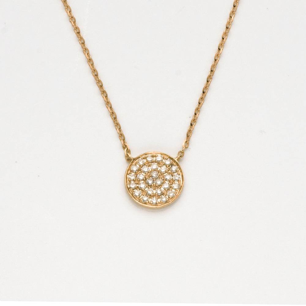 14KY 0.20CTW DIAMOND FLAT DISC NECKLACE - Norma's Jewelry