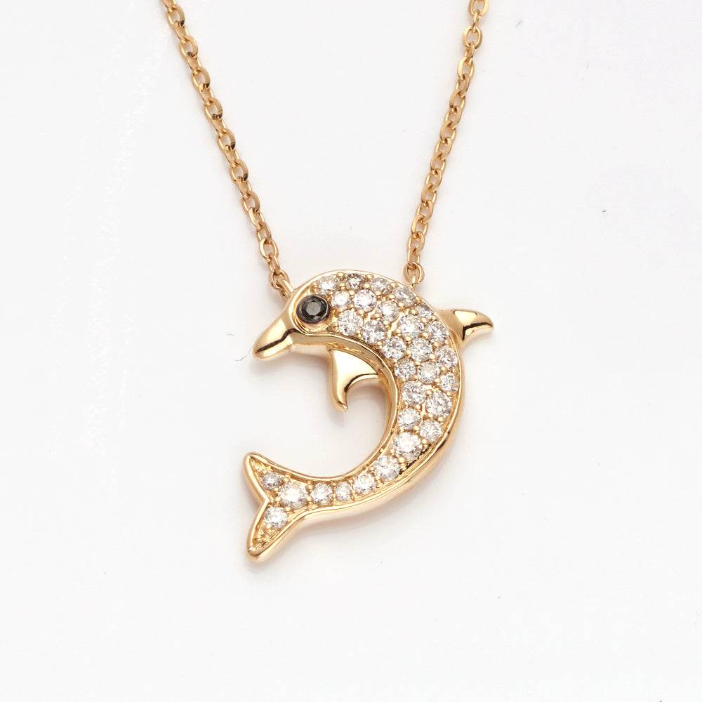 14KY 0.25CT DIAMOND DOLPHIN NECKLACE - Norma's Jewelry