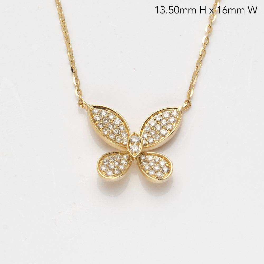 14KY 0.35CTW DIAMOND BUTTERFLY NECKLACE - Norma's Jewelry