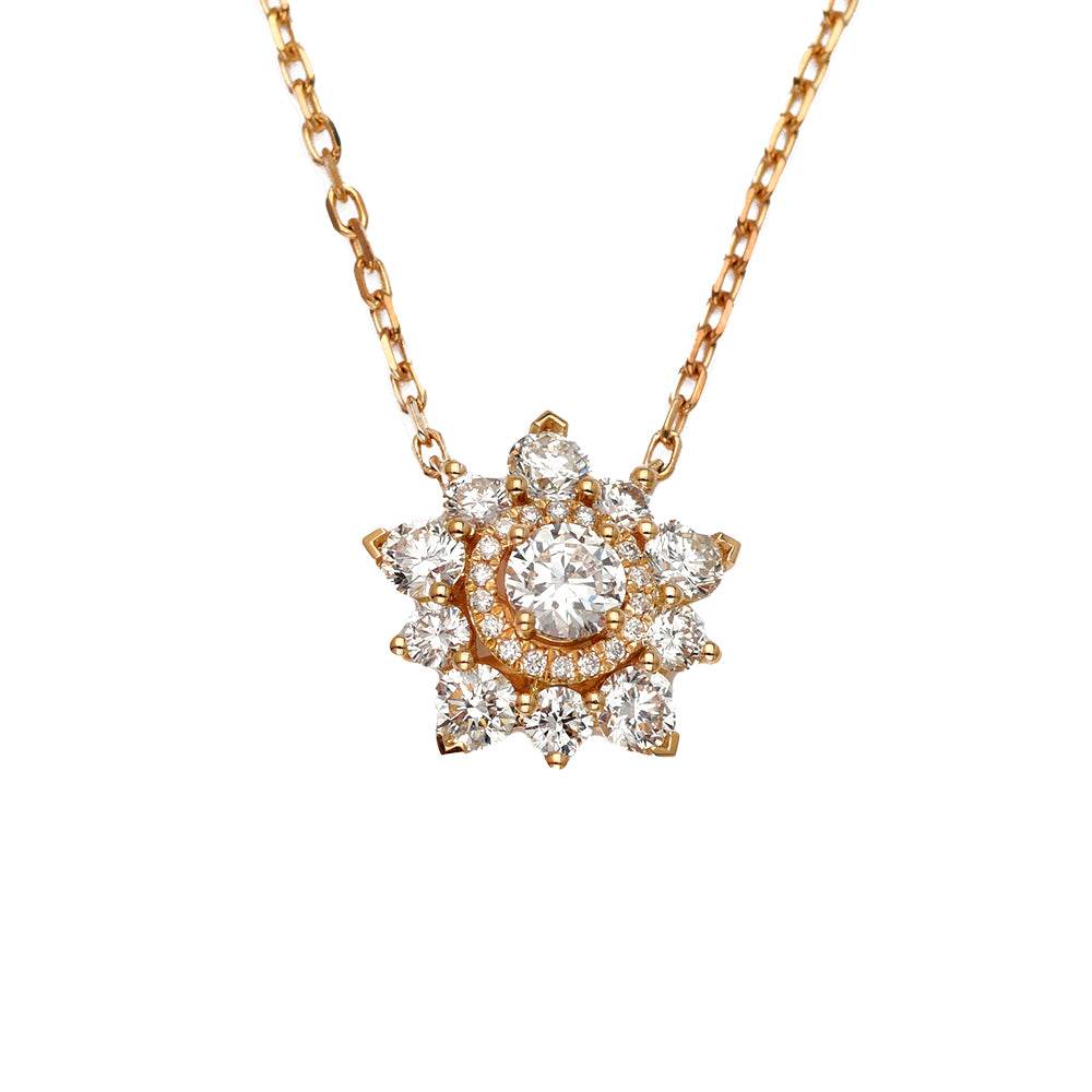 14KR 0.95CTW DIAMOND FLOWER SHAPE FANCY NECKLACE - Norma's Jewelry