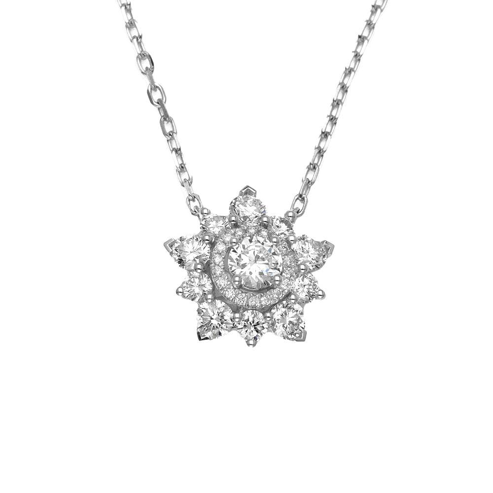 14KW 0.95CTW DIAMOND FLOWER SHAPE FANCY NECKLACE - Norma's Jewelry