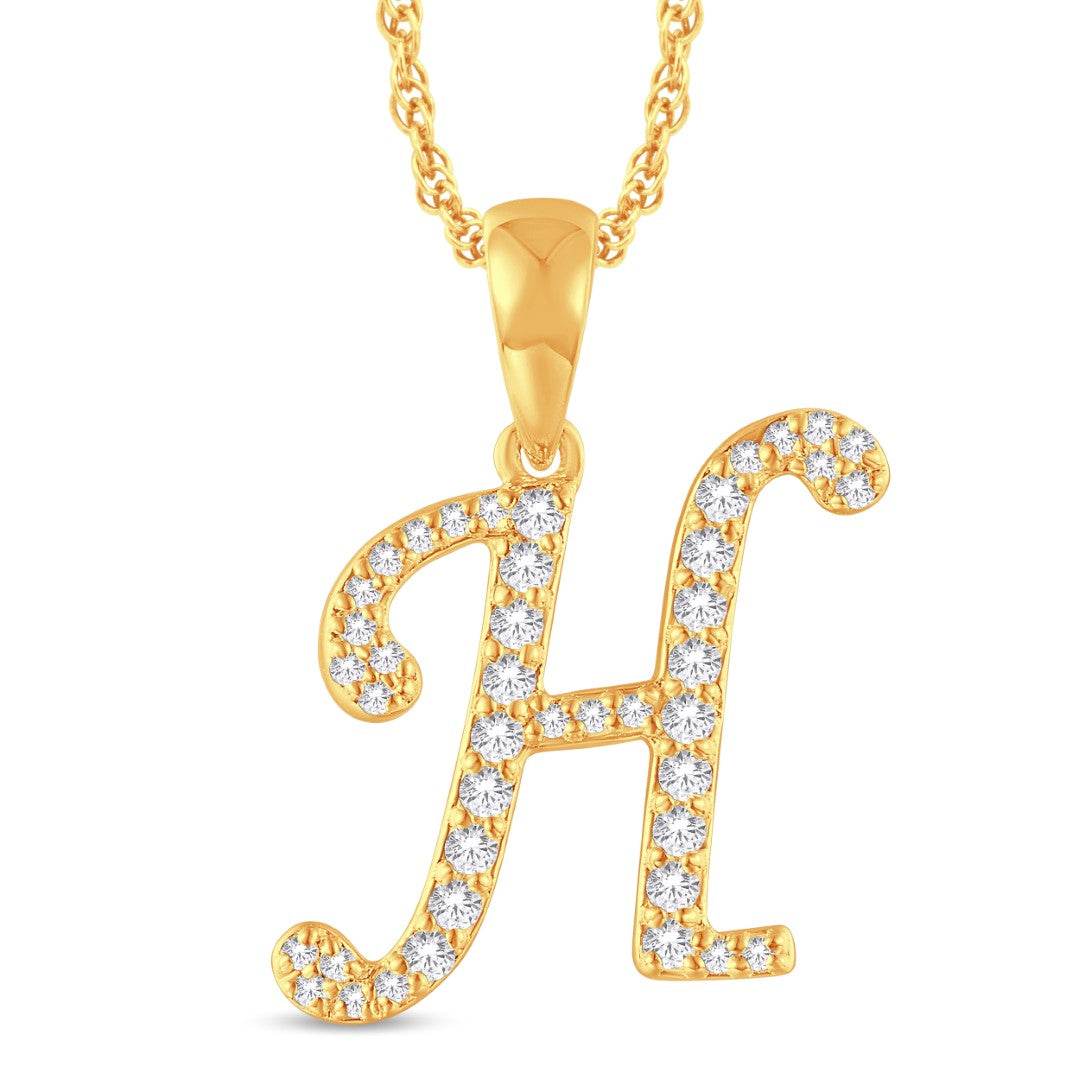 10 Karat White Gold 0.20 Carat Diamonds Initial (H) Pendant-0825449-WG - Norma's Jewelry