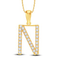 10 Karat White Gold 0.27 Carat Diamonds Initial (N) Pendant-0825443-WG - Norma's Jewelry