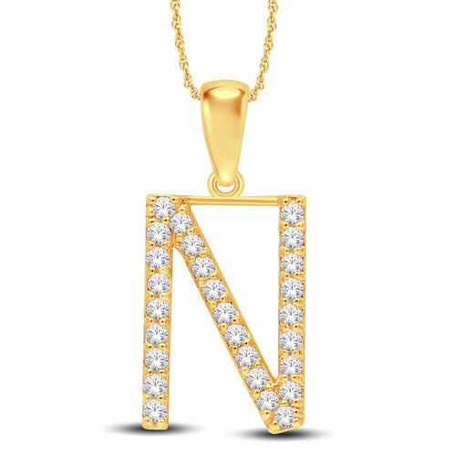 10 Karat White Gold 0.27 Carat Diamonds Initial (N) Pendant-0825443-WG - Norma's Jewelry