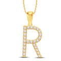 10 Karat White Gold 0.28 Carat Diamonds Initial (R) Pendant-0825444-WG - Norma's Jewelry