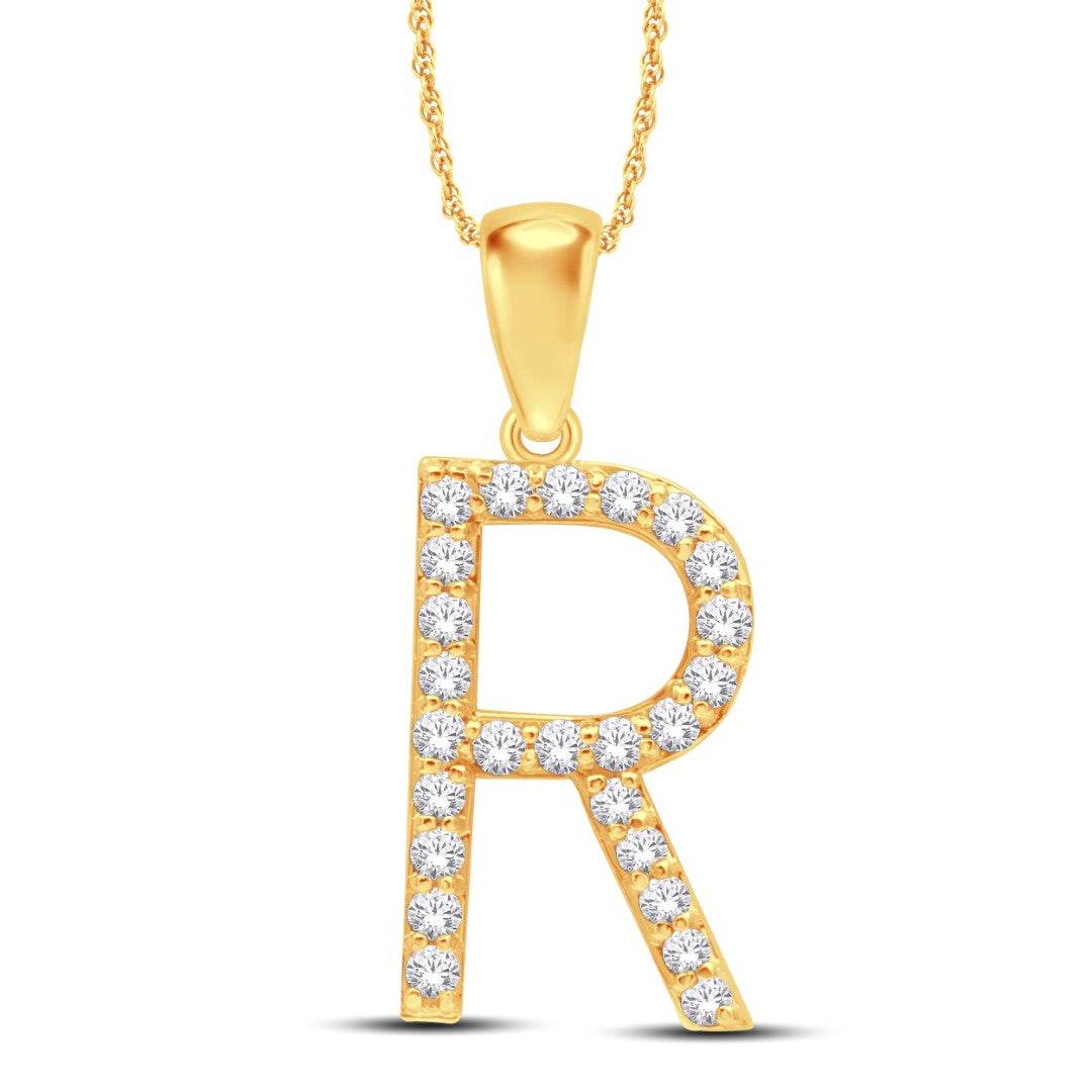 10 Karat White Gold 0.28 Carat Diamonds Initial (R) Pendant-0825444-WG - Norma's Jewelry