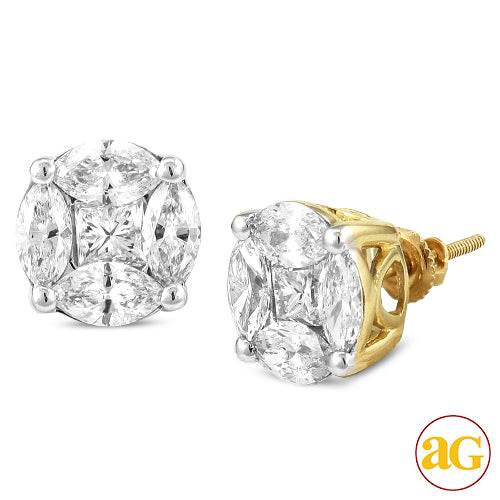 14KY 3.00CTW DIAMOND PIE CUT EARRING STUDS - Norma's Jewelry