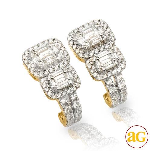 14KY 1.55CTW BAGUETTE DIAMOND 2-STONE HOOK EARRING - Norma's Jewelry