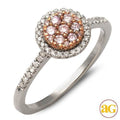 14KW+R 0.35CTW PINK DIAMOND TWO TONE ROUND CLUSTER - Norma's Jewelry
