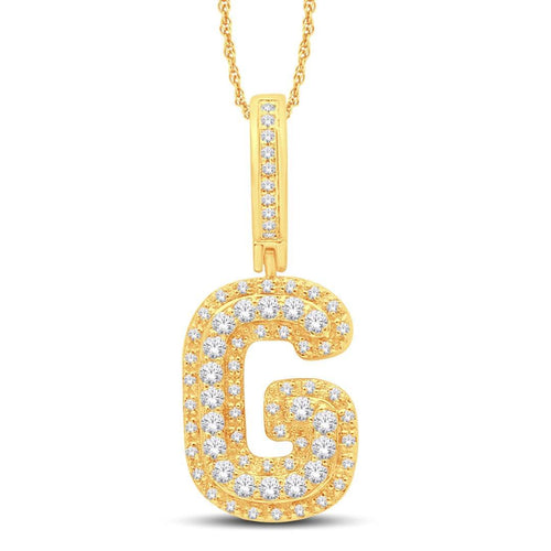 10 Karat White Gold 0.32 Carat Diamonds Initial (G) HipHop Pendant-1026153-WG - Norma's Jewelry