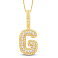 10 Karat Two-Tone (Yellow and White) Gold 0.32 Carat Diamonds Initial (G) HipHop Pendant-1026153-YW - Norma's Jewelry