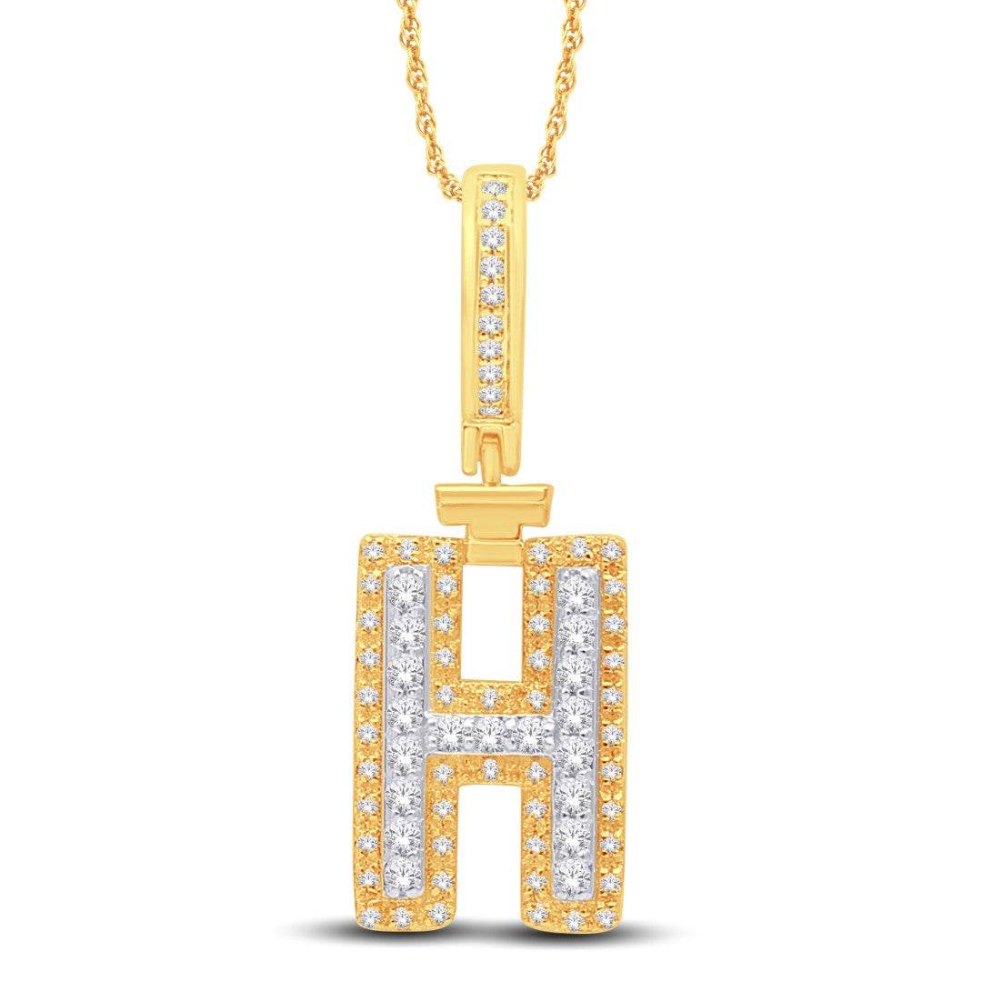 10 Karat All Yellow Gold 0.32 Carat Diamonds Initial (H) HipHop Pendant-1026154-ALY - Norma's Jewelry