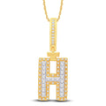 10 Karat Two-Tone (Yellow and White) Gold 0.32 Carat Diamonds Initial (H) HipHop Pendant-1026154-YW - Norma's Jewelry