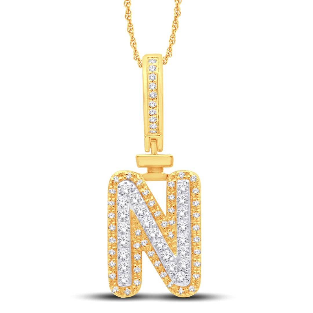 10 Karat All Yellow Gold 0.31 Carat Diamonds Initial (N) HipHop Pendant-1026157-ALY - Norma's Jewelry