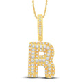 10 Karat Two-Tone (Yellow and White) Gold 0.31 Carat Diamonds Initial (R) HipHop Pendant-1026159-YW - Norma's Jewelry