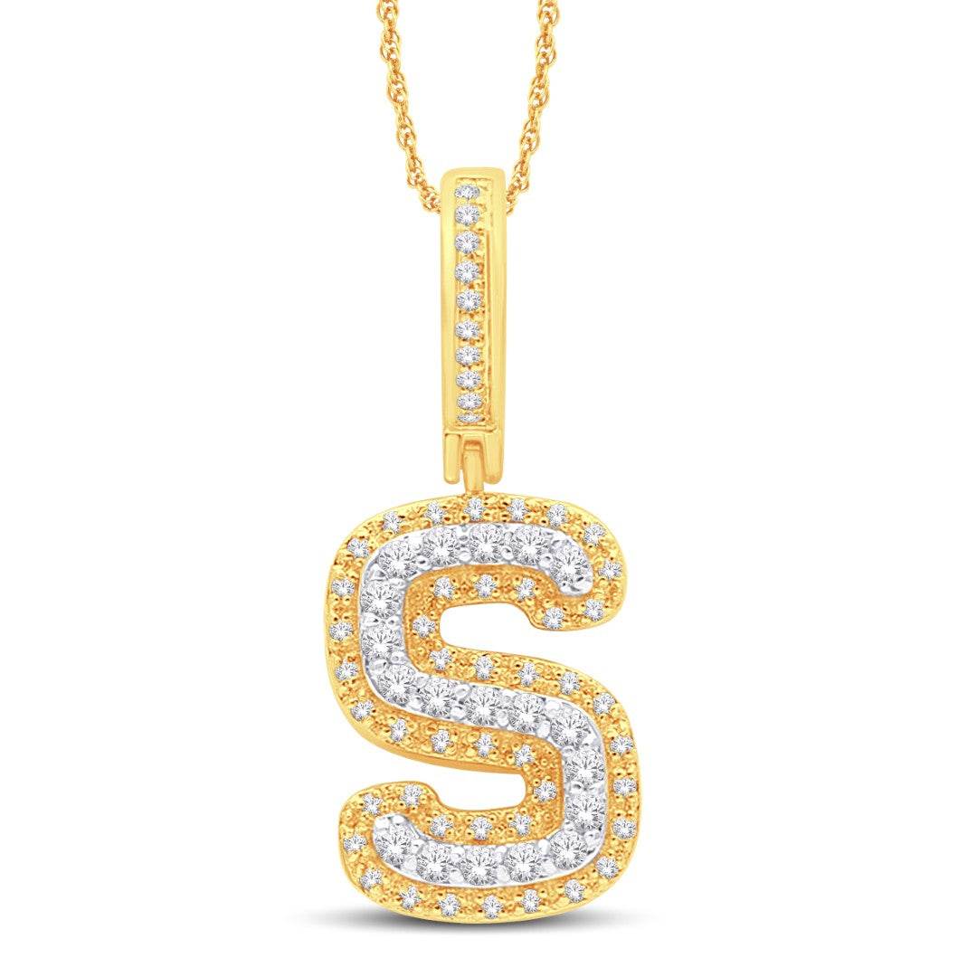10 Karat White Gold 0.31 Carat Diamonds Initial (S) HipHop Pendant-1026160-WG - Norma's Jewelry