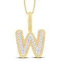 10 Karat Two-Tone (Yellow and White) Gold 0.33 Carat Diamonds Initial (W) HipHop Pendant-1026162-YW - Norma's Jewelry