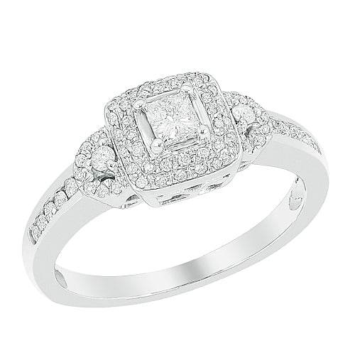 14KW 0.50CTW DIAMOND FANCY RING [0.20CT CTR] - Norma's Jewelry