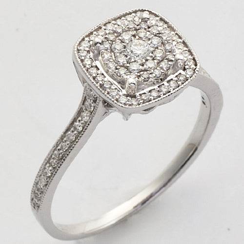 14KW 0.33CTW DIAMOND LUNA CLUSTER RING WITH SQUARE - Norma's Jewelry