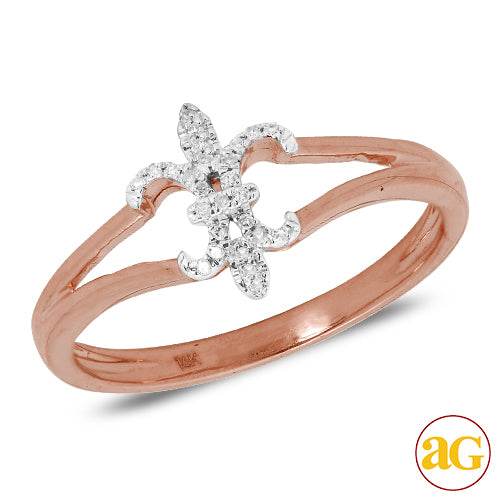 14KR 0.05CTW DIAMOND FLEUR DE LIS RING - Norma's Jewelry