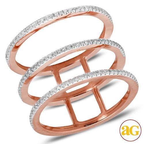 14KR 0.30CTW DIAMOND FANCY 3-ROW RING - Norma's Jewelry