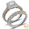14KW+Y 1.25CTW DIAMOND TWO TONE BRIDAL SET WITH SQ - Norma's Jewelry