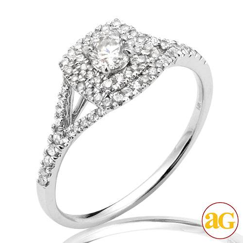 14KW 0.50CTW DIAMOND BRIDAL RING WITH DOUBLE SQUAR - Norma's Jewelry