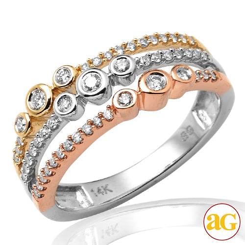 14KW 0.40CTW DIAMOND THREE ROW FANCY BAND - Norma's Jewelry