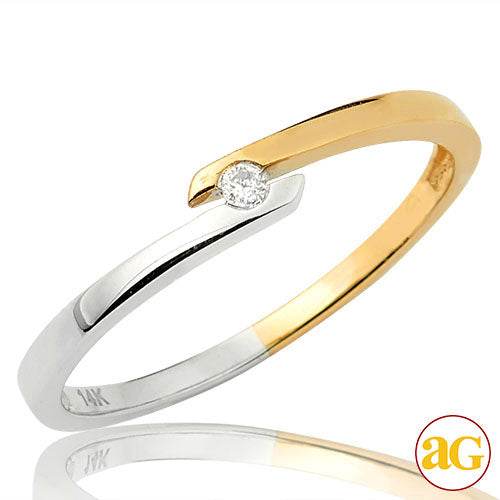 14KY+W 0.02CTW DIAMOND TWO TONE FANCY BAND - Norma's Jewelry