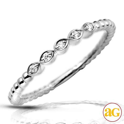 14KW 0.05CTW DIAMOND BEADED STACKABLE BAND - Norma's Jewelry