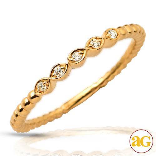 14KY 0.05CTW DIAMOND BEADED STACKABLE BAND - Norma's Jewelry