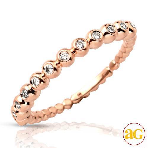 14KR 0.20CTW DIAMOND BEADED STACKABLE BAND - Norma's Jewelry