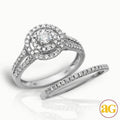 14KW 1.00CTW DIAMOND BRIDAL SET - DOUBLE ROUND HAL - Norma's Jewelry