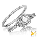 14KW 0.55CTW DIAMOND BRIDAL SET - DOUBLE SQUARE - Norma's Jewelry