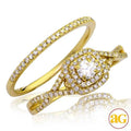 14KY 0.55CTW DIAMOND BRIDAL SET - DOUBLE SQUARE - Norma's Jewelry