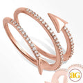 14KR 0.33CTW DIAMOND 3-ROW ARROW DESIGNER RING - Norma's Jewelry