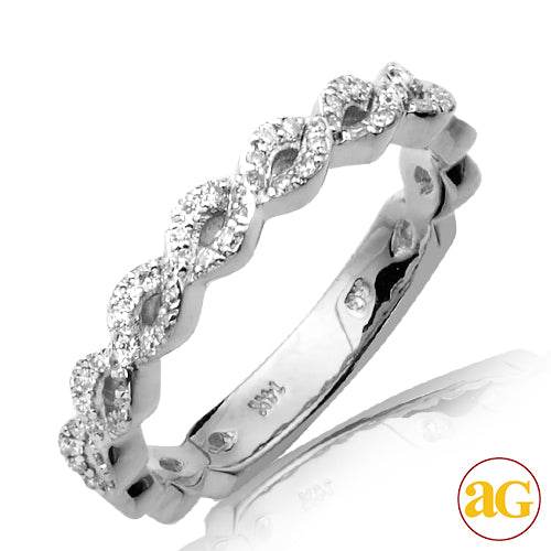 14KW 0.20CTW DIAMOND TWISTED DESIGN STACKABLE BAND - Norma's Jewelry